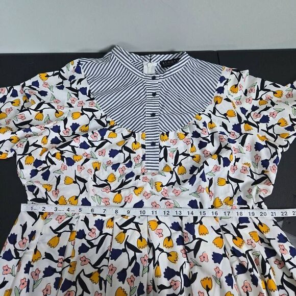 Eloquii Womens Floral Midi Shirt Dress Size 22 Long Sleeve Spring Bloomcore NWT - Picture 9 of 10
